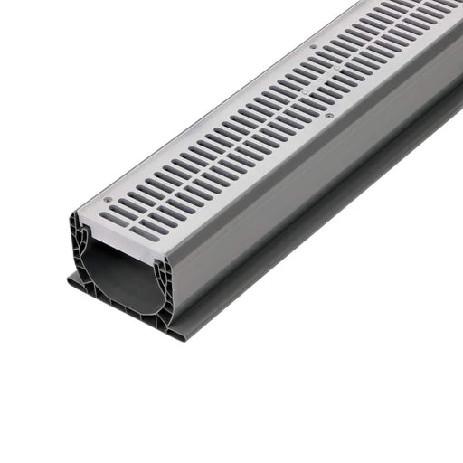Channel Drains 4 in. x 10 ft. Speed-D with Grate Poly Grey