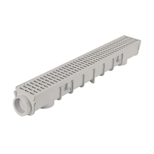 Channel Drains 5 in. x 40 in. Grate Kit with End Outlet Polypropylene Grey