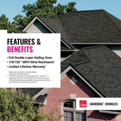 Roofing Shingles, Laminate, Architectural, Oakridge Estate Gray, 32.8 sq. ft. Per Bundle