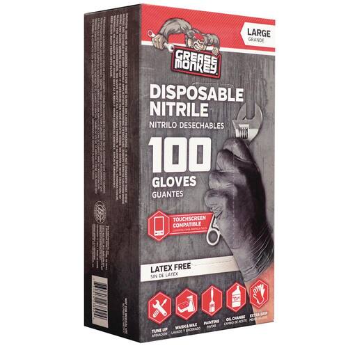 Nitrile Gloves Disposable Large Black 4 Mil (100-Box)