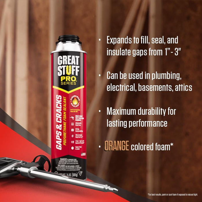 Spray Foam Insulation R-2 Pro Gaps and Cracks 14 sq. ft. 24 oz. 4