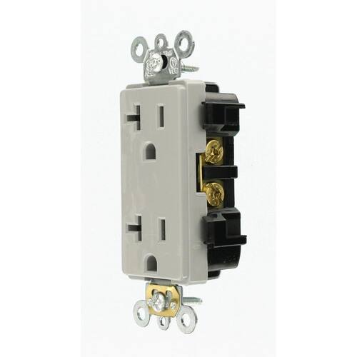 Duplex Outlet Industrial Grade 20 Amp Gray Decora Plus