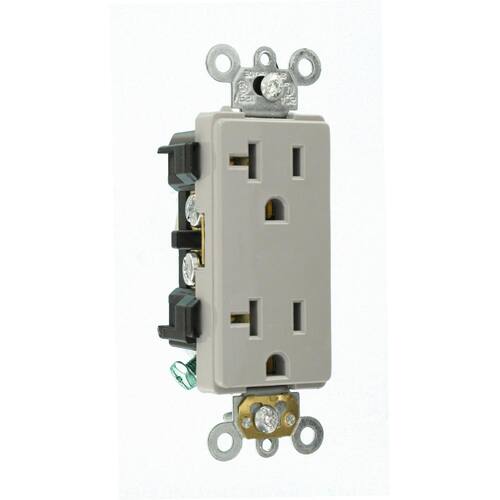 Duplex Outlet Industrial Grade 20 Amp Gray Decora Plus