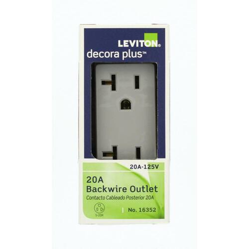 Duplex Outlet Industrial Grade 20 Amp Gray Decora Plus