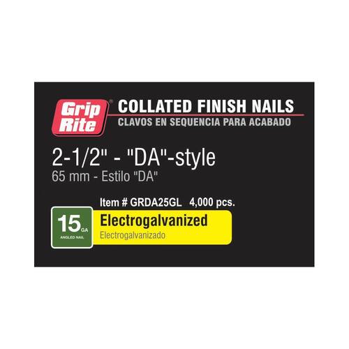 Finish Nails 2-1/2 in. x 15-Gauge Electrogalvanized 4000 pcs