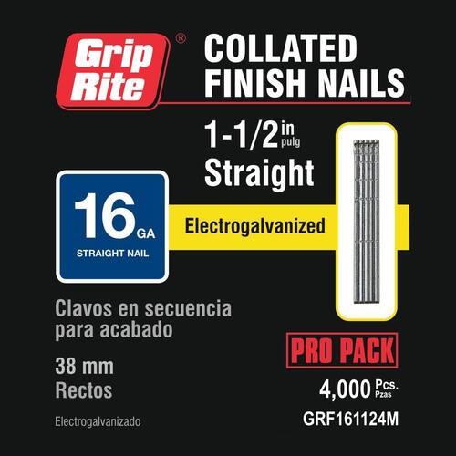 Finish Nails 1-1/2 in. x 16-Gauge Electrogalvanized Steel 4000 pcs