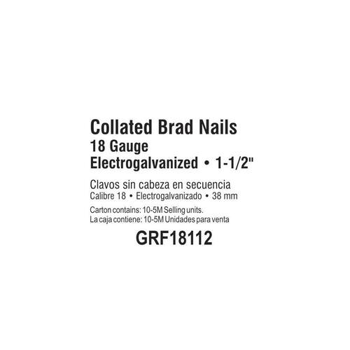 Brad Nails 1-1/2 in. x 18-Gauge Electrogalvanized Steel 5000 pcs