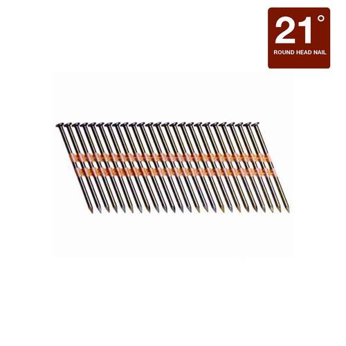 Framing Nails 3-1/2 in. x 0.162 in. 21° Angled Smooth Shank Round Head Plastic Collated Vinyl Coated 2500 pcs