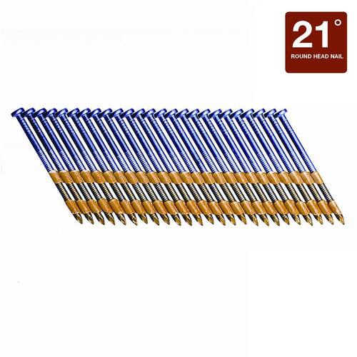 Framing Nails Plastic Collated 21-Degree Angled 316 Stainless Steel Ring Shank Round Head 2 in. x 0.113 in.  1000 pcs