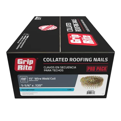 Roofing Nails 1-1/4 in. x 0.120-Gauge 15° Angled Smooth Shank Electrogalvanized Wire Collated 7200 pcs