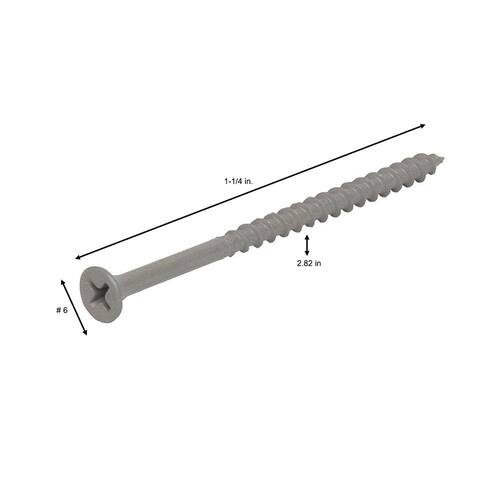 Philips Bugle-Head Coarse Thread Sharp Point Polymer Coated Exterior Screws, #6 x 1-1/4 in., 5 lbs./Pack