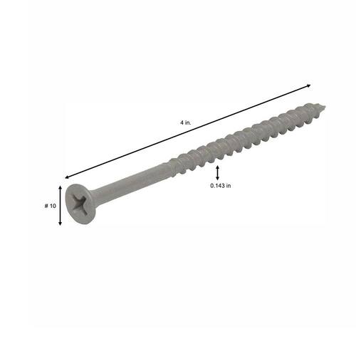 Philips Bugle-Head Coarse Thread Sharp Point Polymer Coated Exterior Screw, #10 x 4 in.