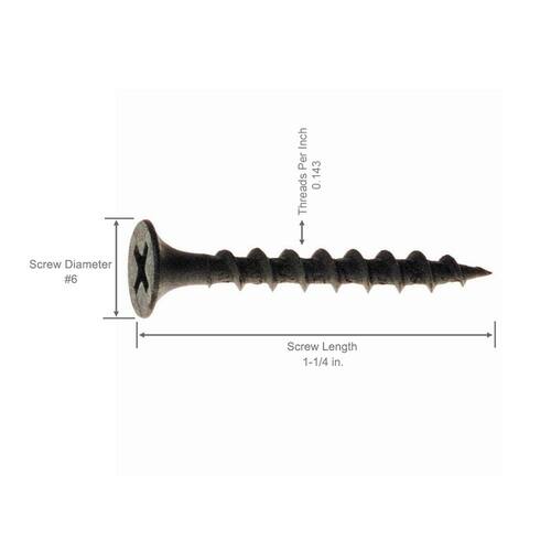 Drywall Screws #6 x 1-1/4 in. Philips Bugle-Head Coarse Thread Sharp 5 lb./Pack