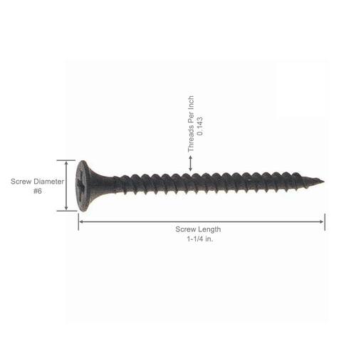 Drywall Screws #6 x 1-1/4 in. Philips Bugle-Head Fine Thread  Sharp Point 1 lb./Pack