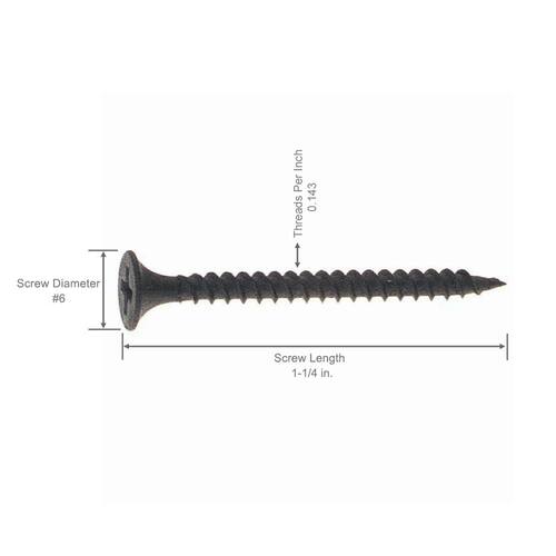 Drywall Screws #6 x 1-1/4 in. Philips Bugle-Head Fine Thread  Sharp Point 25 lb./Pack