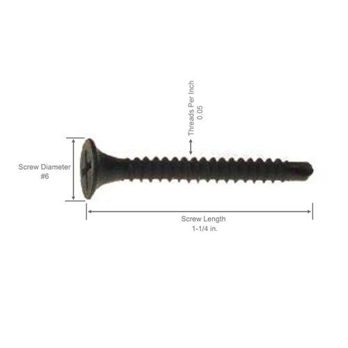 Drywall Screws #6 x 1-1/4 in. Phillips Bugle-Head Fine Thread 1 lb./Pack