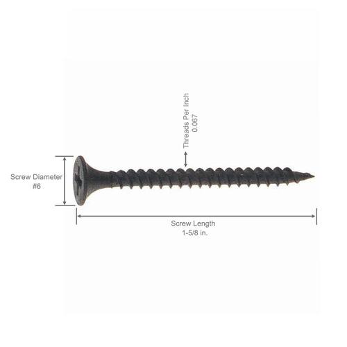 Drywall Screws #6 x 1-5/8 in. Philips Bugle-Head Fine Thread  Sharp Sharp 25 lb./Pack