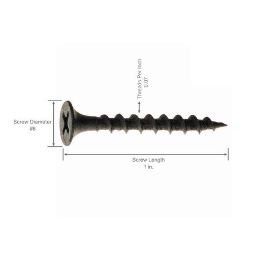 Drywall Screws #6 x 1 in. Philips Bugle-Head Coarse Thread Sharp Point 1 lb./Pack