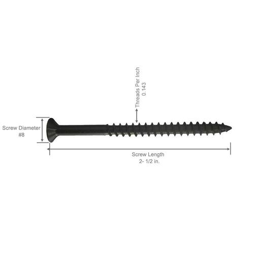 Drywall Screws #8 x 2-1/2 in. Philips Bugle-Head Coarse Thread Sharp Point 1 lb./Pack