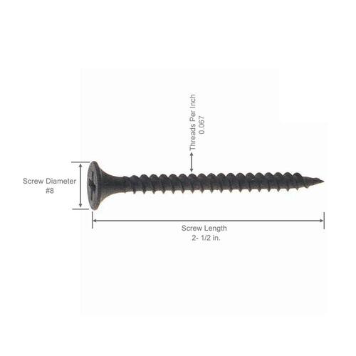 Drywall Screws #8 x 2-1/2 in. Philips Bugle-Head Fine Thread  Sharp Sharp 1 lb./Pack