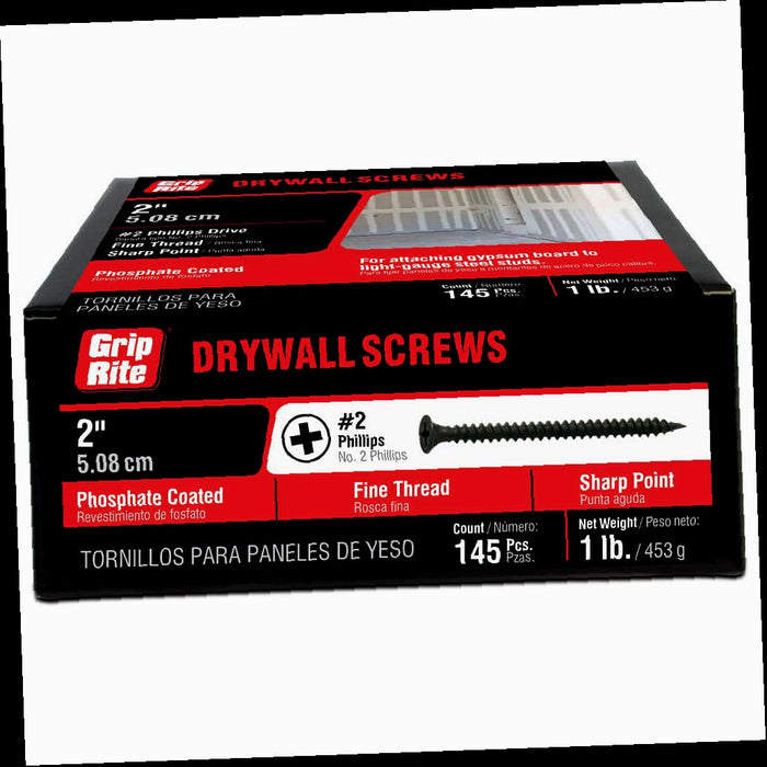 Drywall Screws, Philips Bugle-Head, Fine Thread, #6 x 2 in. (1 lb.-Pack)