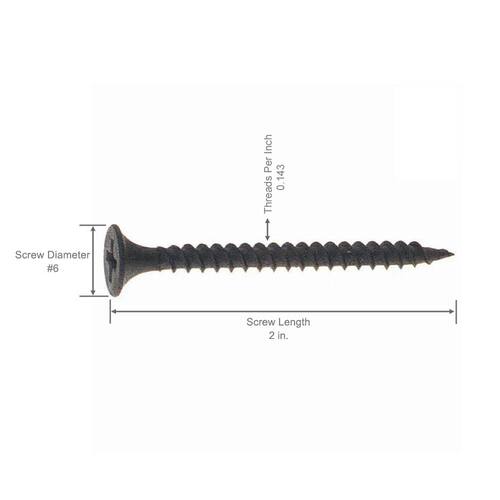 Drywall Screws #6 x 2 in. Philips Bugle-Head Fine Thread  Sharp Sharp 1 lb./Pack