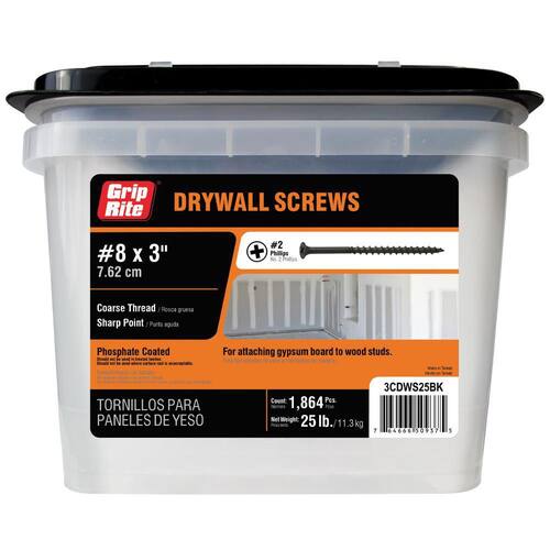 Drywall Screws #8 x 3 in. Philips Bugle-Head Coarse Thread Sharp Point ...