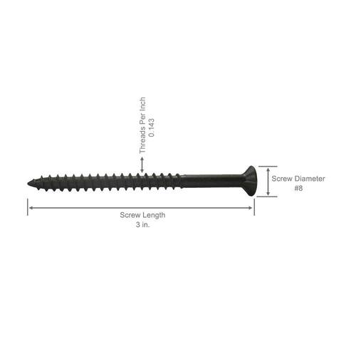 Drywall Screws #8 x 3 in. Philips Bugle-Head Coarse Thread Sharp Point 25 lb./Pack