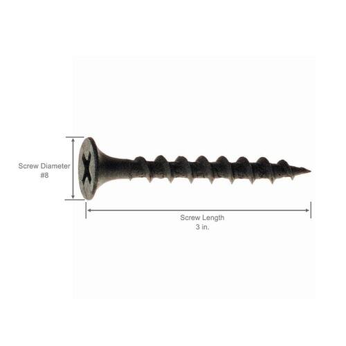 Drywall Screws #8 x 3 in. Philips Bugle-Head Coarse Thread Sharp Point 5 lb./Pack