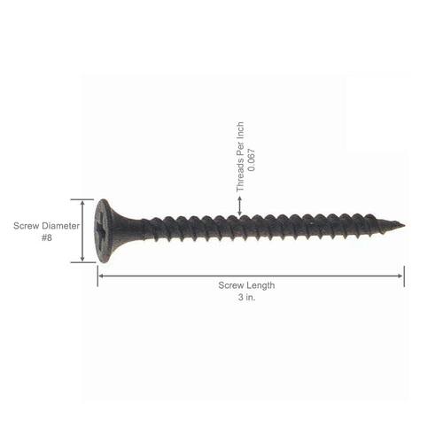 Drywall Screws #8 x 3 in. Philips Bugle-Head Fine Thread  Sharp Sharp 1 lb./Pack