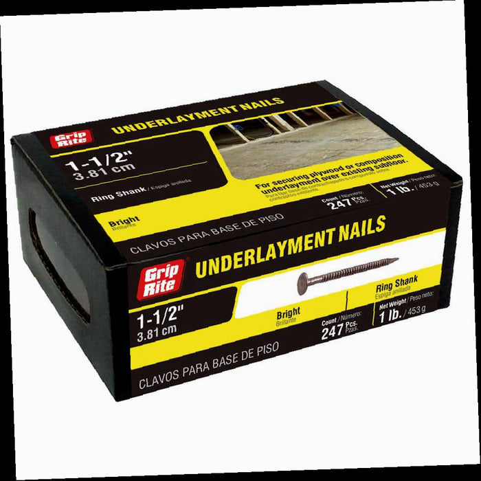 Underlayment Nail Bright Annular Thread 12-1/2 x 1-1/4 in. 1 lb.-Pack