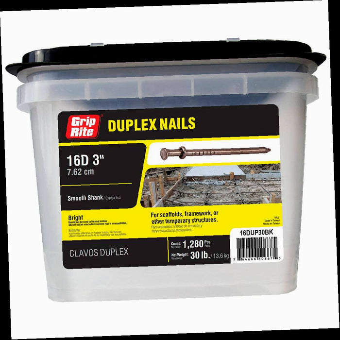 Steel Duplex Nails 16-Penny Bright 8 x 3 in. (30 lbs.-Pack)