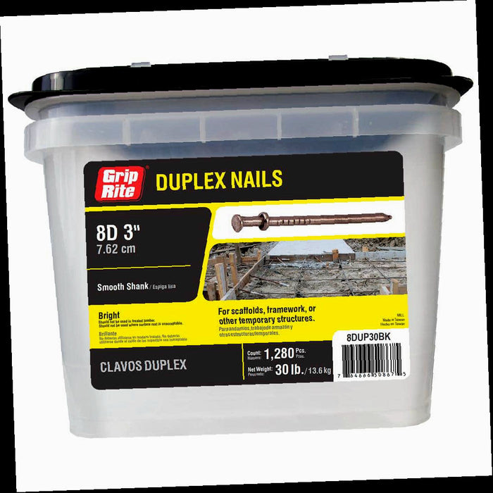 Steel Duplex Nails 10-1/4 x 2-1/4 in. 8-Penny Bright (30 lbs.-Pack)