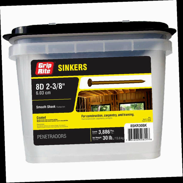 Steel Sinker Nails 8-Penny Smooth Vinyl-Coated #11-1/2 x 2-3/8 in. (30 lb. Pack)