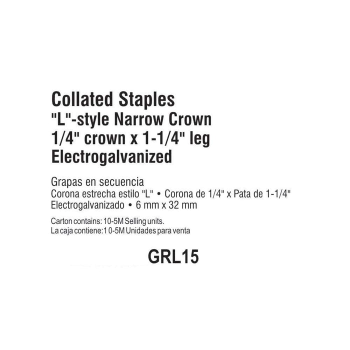 Narrow Crown Finishing Staples L-Style 1/4 in. x 1-1/4 in. 18-Gauge Electrogalvanized Adhesive Collated (5000 per Box) — view 7