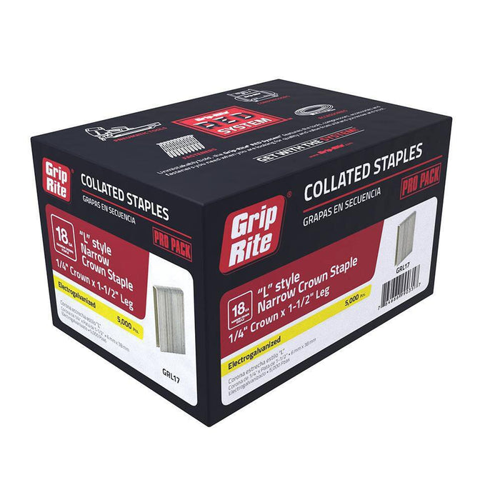 Narrow Crown Finishing Staples L-Style 1/4 in. x 1-1/2 in. 18-Gauge Electrogalvanized Adhesive Collated (5000 per Box) — view 3