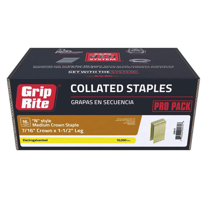N-Style Crown Staples 7/16 in. x 1-1/2 in. 16-Gauge Electrogalvanized Medium Crown (10000 per Box)