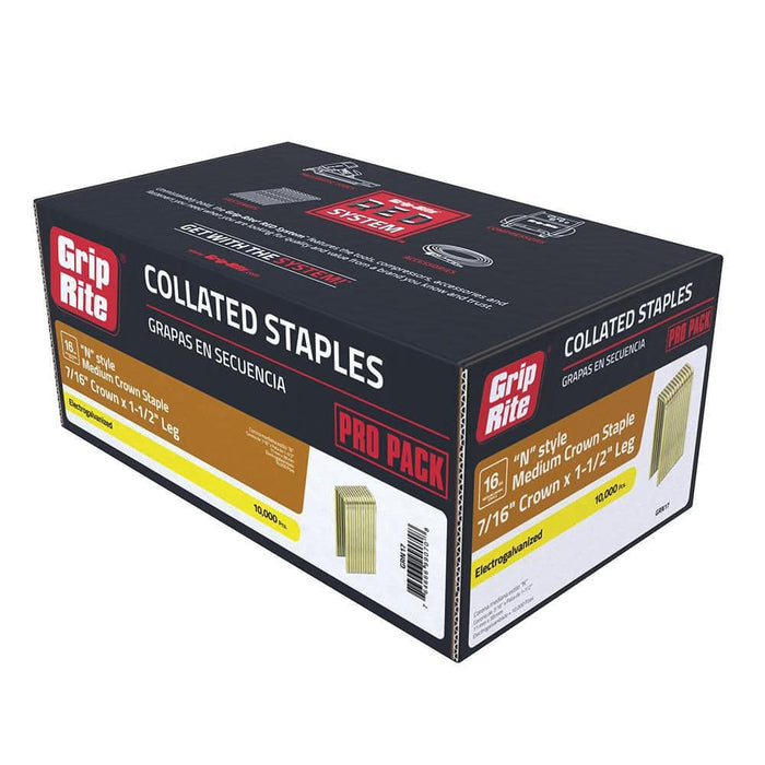 N-Style Crown Staples 7/16 in. x 1-1/2 in. 16-Gauge Electrogalvanized Medium Crown (10000 per Box) — view 2