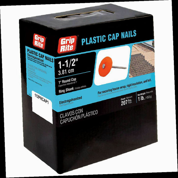 Roofing Nails Plastic Round Cap 12 x 1-1/2 in. (1 lb.-Pack)