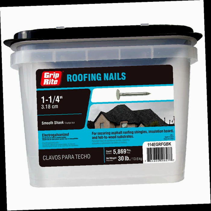 Roofing Nails Electro-Galvanized Steel 11 x 1-1/4 in. (30 lb.-Pack)
