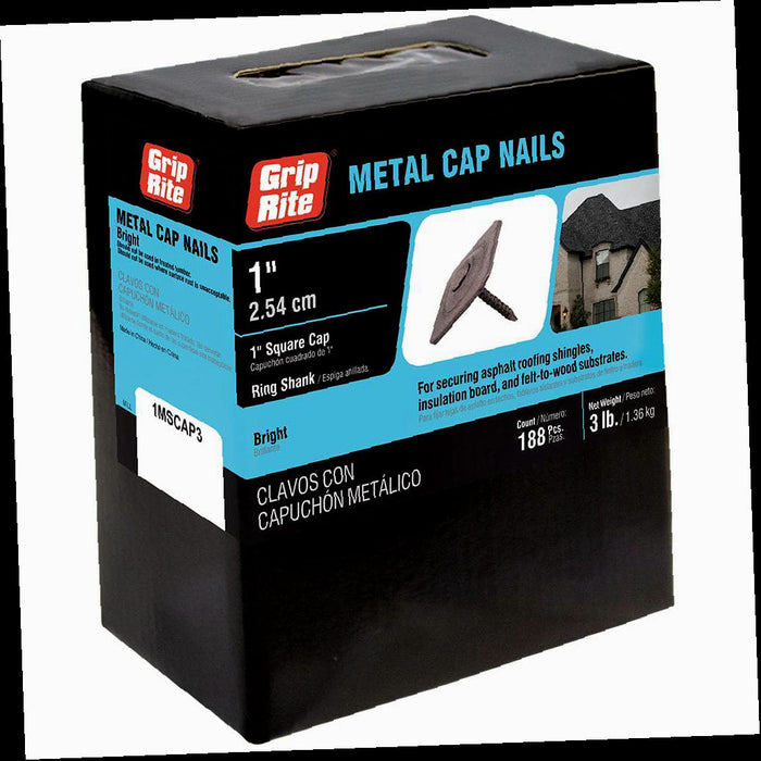Roofing Nails Metal Square Cap 12 x 1 in. (3 lb.-Pack)