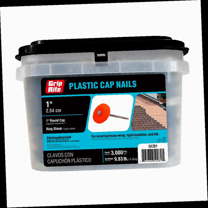 Roofing Nail Plastic Round Cap 12 x 1 in. (3,000-Pack)