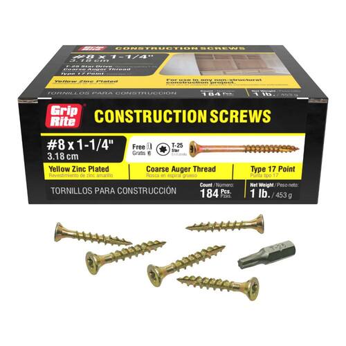 Construction Screw #8 x 1-1/4 in. Star Drive Bugle-Head (1 lb./Pack)