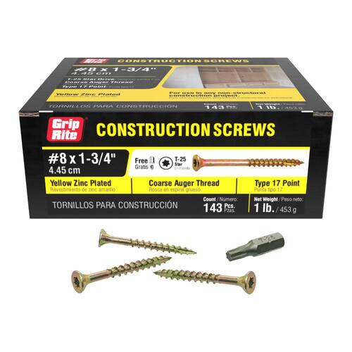 Construction Screw #8 x 1-3/4 in. Star Drive Bugle-Head (1 lb./Pack)