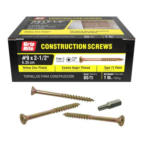 Construction Screw #9 x 2-1/2 in. Star Drive Bugle-Head (1 lb./Box)