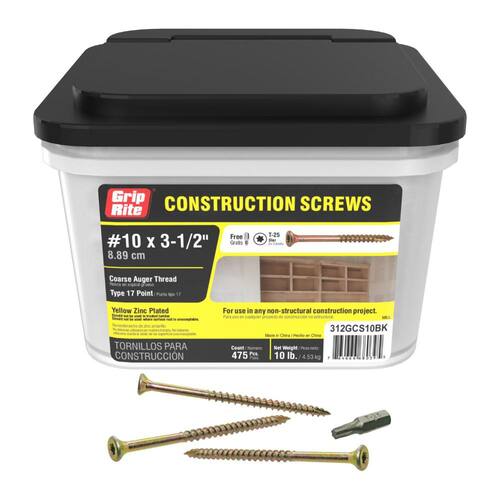 Construction Screw #10 x 3-1/2 in. Star Drive Bugle-Head (10 lbs./Box)