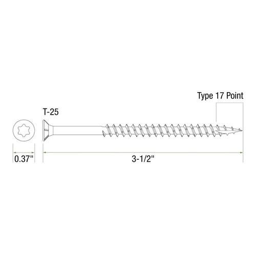 Wood Screw #10 x 3-1/2  in. Bugle Head Torx Yellow Zinc-plated (237-Pack)