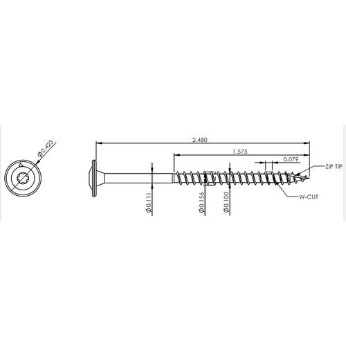 Star Drive Washer Head Cabinet Wood Screw, #8 x 2-1/2 in., 330-Piece per Pack