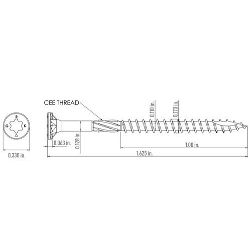 Star Drive Bugle Head Deck Elite Wood Deck Screw, #9 x 1-5/8 in., 540-Pack