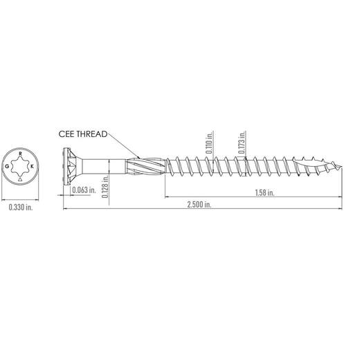 Star Drive Bugle Head Deck Elite Wood Deck Screw, #9 x 2-1/2 in., 400-Pack